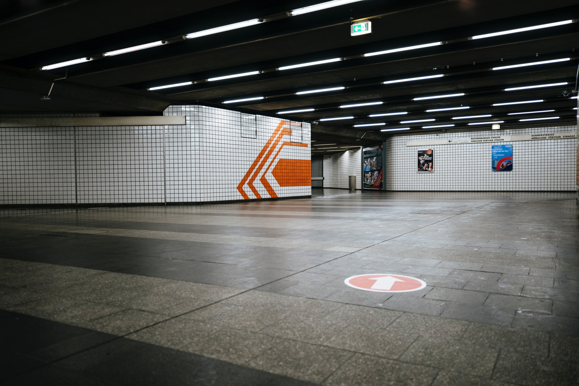Modern desolated subway station.